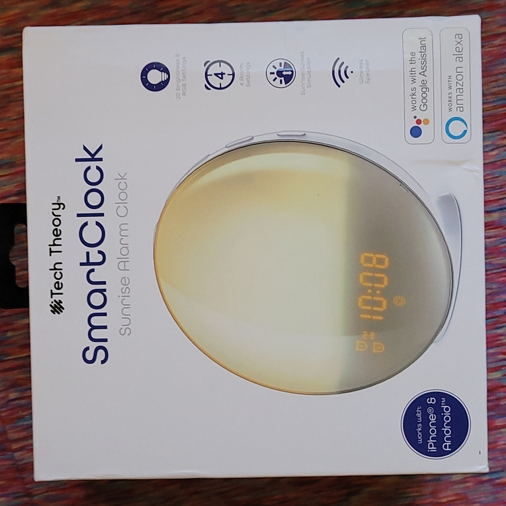 Tech Theory Smart clock works w Google Asst & Amazon Alexa NIB plus others